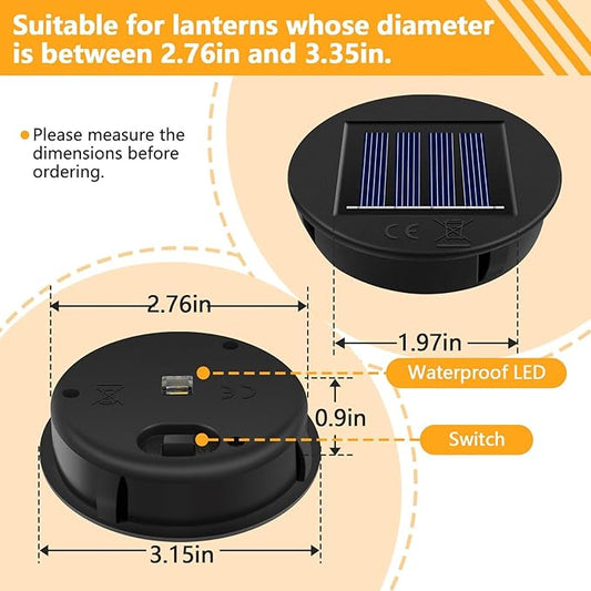 HELESIN Replacement Solar Light Parts, 4 Pack Solar Lights Replacement Top, 8 lumens, Waterproof Battery Box Top DIY Lantern Outdoor Garden Patio Decor(Warm Yellow, 3.15in)