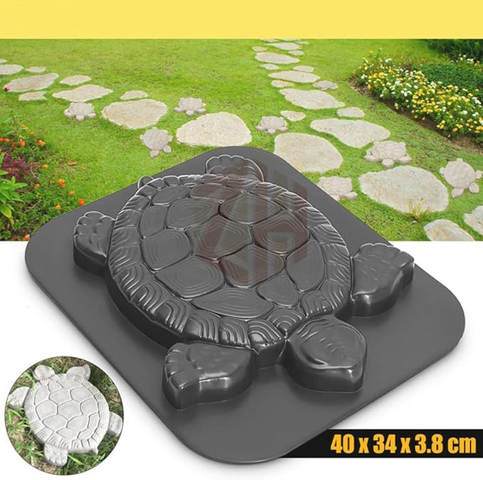 Stepping Stone Mold Turtle Shaped Concrete Cement Mould DIY Walk Maker Path Maker Mold for Garden Lawn Driveway Paving Paver Black