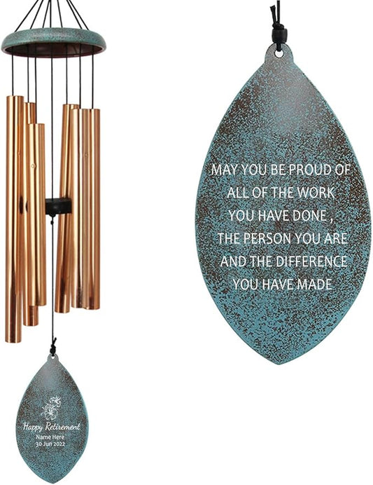 ASTARIN Personalized Happy Retirement Gift, Custom Name Retirement Wind Chimes for Women Men, 35" Large Deep Tone Wind Chime Retire Gifts for Teacher Co-Workers Boss(Produced in USA)