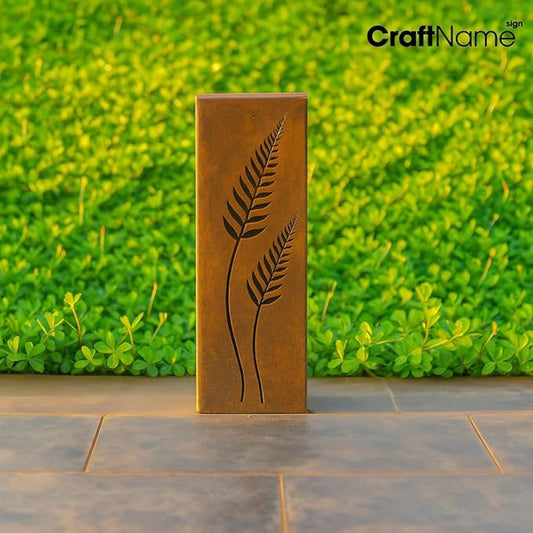Rusted Metal Garden Column Outdoor Yard Art Decor, Weathered Steel Landscape Sculpture for Pathway Driveway Patio Lawn with Honeycomb Cutout Design with LID ON TOP