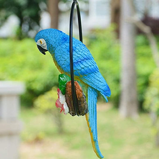 Parrot Decoration | Garden Sculpture Wall Decorations | Innovative Iron Ring Hanging Bird Statue-C