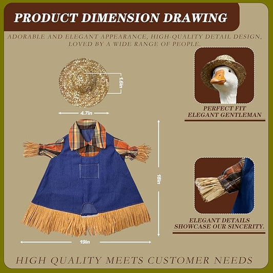 Independence Day Style Cute Outfit for 23-Inch Cement Goose – Outdoor Garden Yard Porch Decor