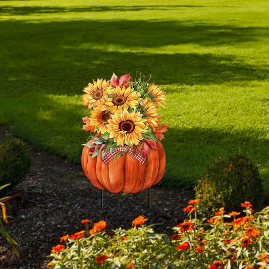 Briarwood Lane Sunflowers in Pumpkins Metal Art