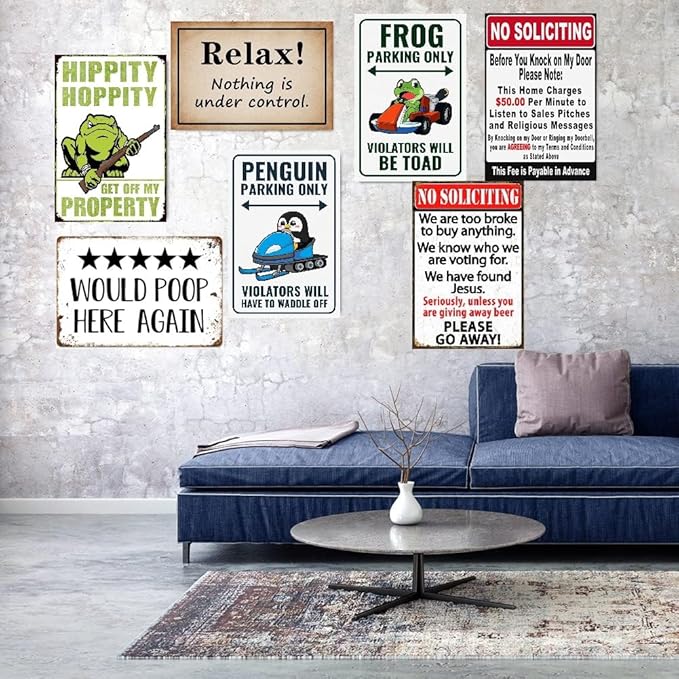Funny No Soliciting Sign, Metal Warning Tin Signs, Unless You are Giving away Beer Please Go away, Yard Sign Garage Farm Garden Wall Decor Sign Plaque Outdoor for Home Fence 8 X 12 Inches