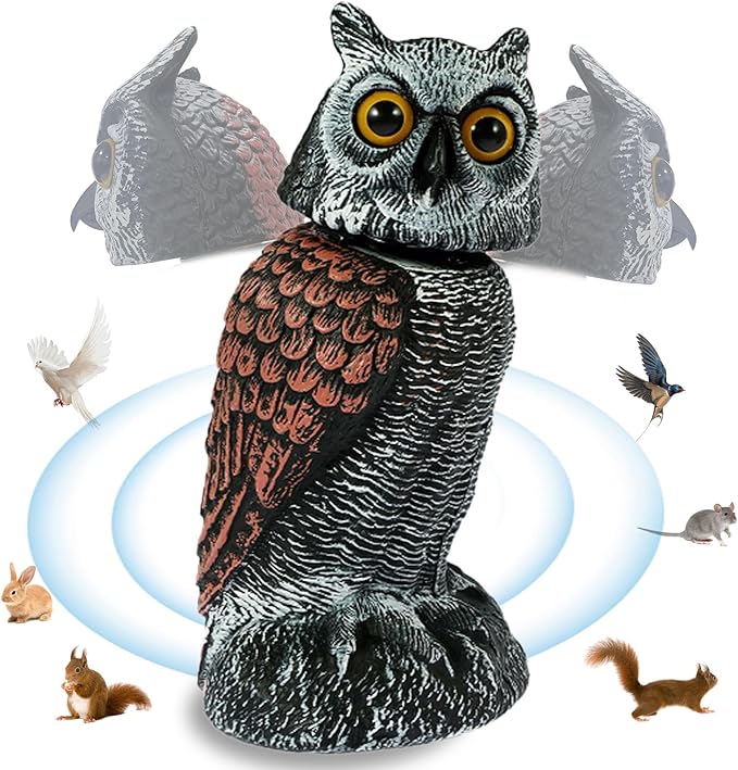 Fake owl Statue Decor, Fake Owls Waterproof for Garden Plant Orchard, Plastic owl Decor for Outside Indoor Home Patio Garden Yard Home Outdoor Decor