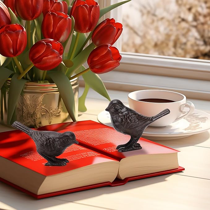 Cast Iron Bird Sculpture Bird Statue Tabletop Decor Figurines, Creative Animal Statues Indoor Outdoor Garden Home Decoration