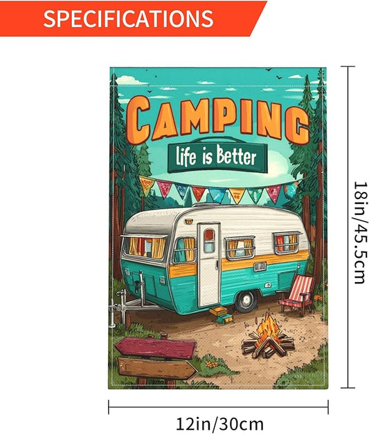 Camping Garden Flag Seasonal Double Sided 12 x 18 Inch Small Yard Flag for Indoor Outdoor Decor Holiday All Seasons