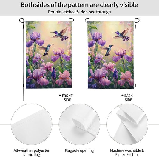 Hummingbird Haven Garden Flags 12×18 Inch Double Sided Decorative Yard Banner Seasonal Flag for Outdoor Outside Decor