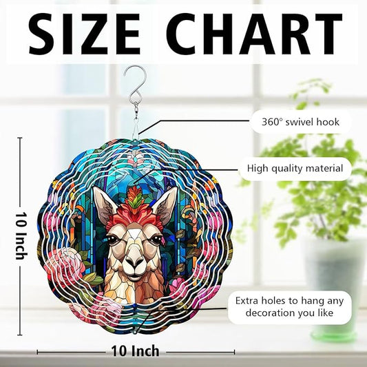 Llama Wind Spinner, Llama Stained Glass Wind Spinner, Wind Sculpture Llama Wind Spinners for Garden Patio Yard Decor