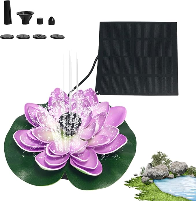 Solar Fountain - Decorative Bird Bath Water Feature, Eco-Friendly Design | Solar-Powered Fountain Pump with Assorted Nozzles, Ideal Enhancement for Ponds, Pools, and Creating A Outdoor