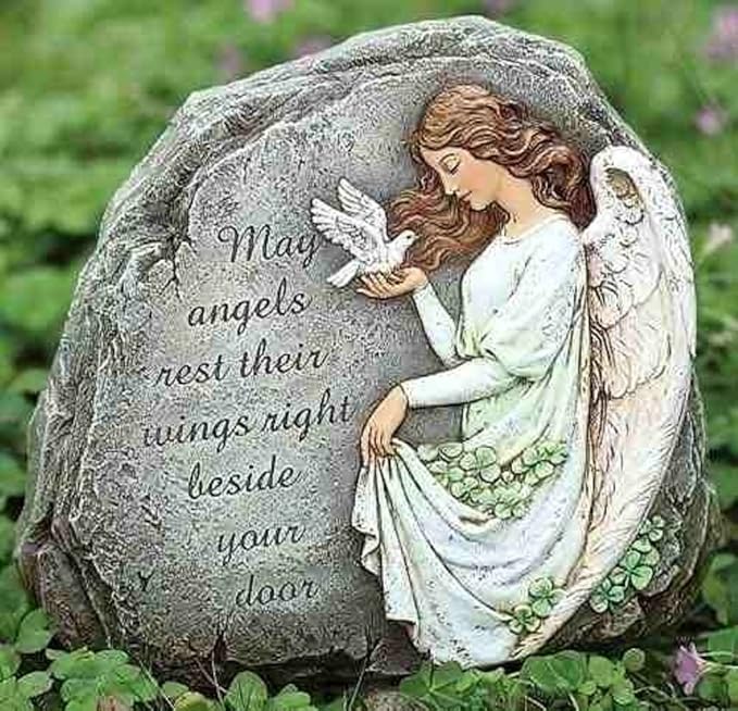 Joseph's Studio by Roman Inc., Celtic Angel with Verse, Garden Collection, Religious Statue, Holy Family, Memorial, Angel, Patron Saint, Garden Décor (8x9x3)