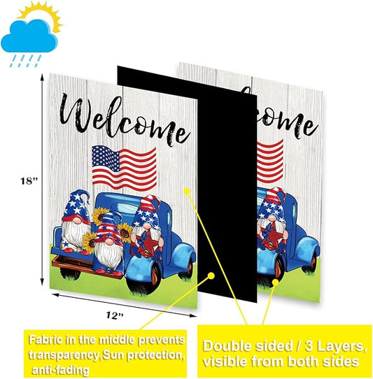 Set of 10 Gnome Seasonal Garden Flags,Double Sided 12 x 18 Inch Yard Flags, Small Garden Flags for Outside, Spring 4th of July Easter Seasonal Flags for Outdoor, Holiday Garden Flags for All Seasons