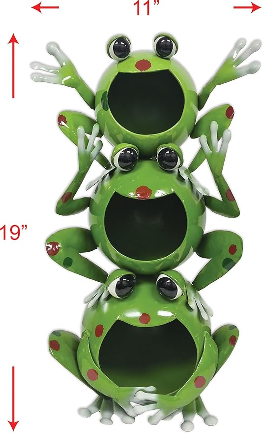 Sunset Vista Designs MF011 Outdoor Metal Sculpture Solar Lights Collection Yard and Garden Art, 19", Froggy