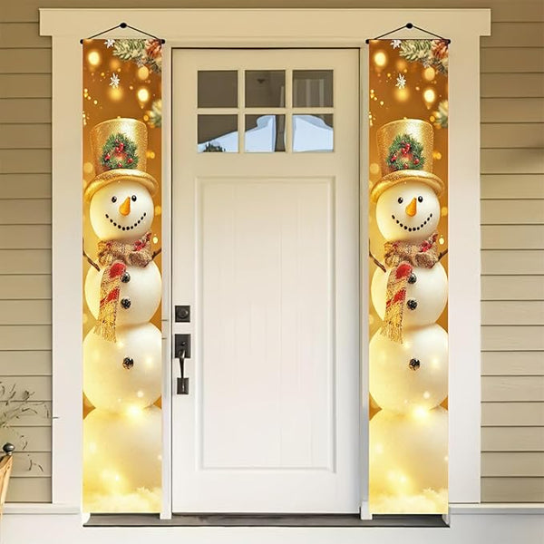 BlissYard Large Christmas Porch Banner Winter Snowman Banner 12x71 Inch Door Banners Decoration Winter Holiday Welcome Sign Front Door Porch Indoor Outdoor Festive Home Decor Hanging Vertical Flag