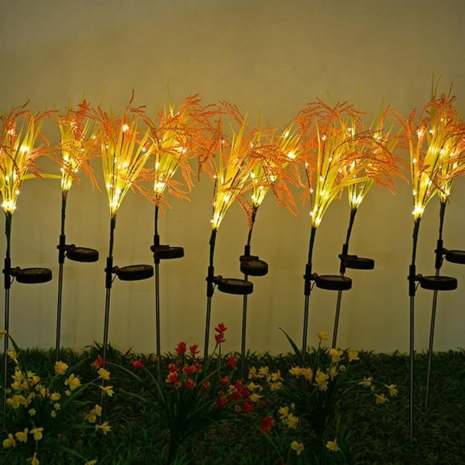 Beaupretty 4pcs Solar-Powered LED Chic Grain-Inspired Light Garden Pathway In-ground Lawn Decor Outdoor Yard Lighting for Patio and Park