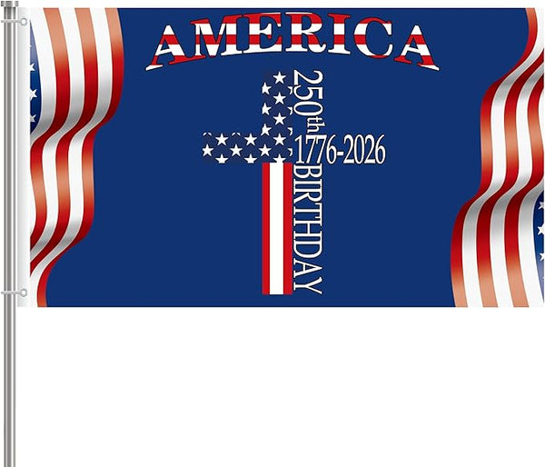250 Anniversary USA Flag 3x5 Ft 2 Sided 3 Layers 250th Anniversary Flag We The People 1776-2026 250 Years Birthday Patriotic Decor for Outdoor Front Door Porch Wall (F)