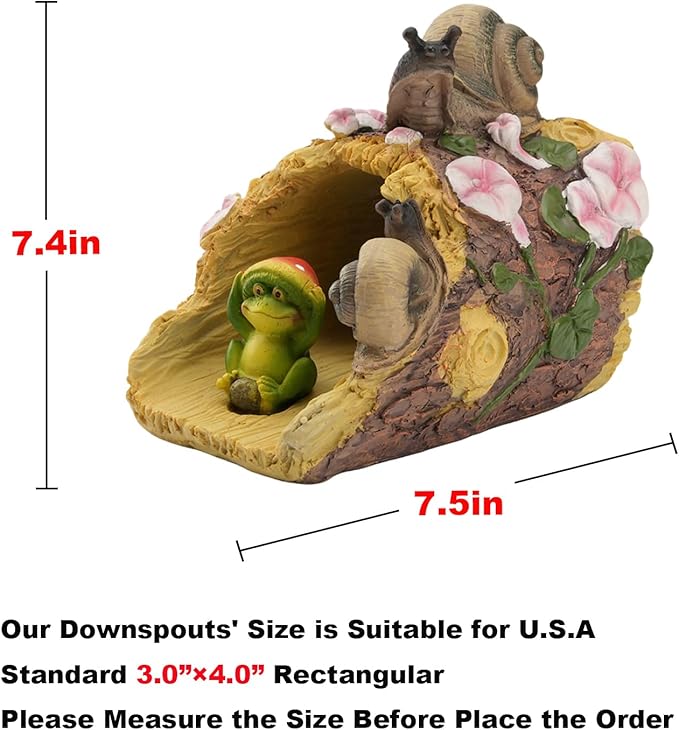 Snail Statue Gutter Downspout Extensions Decorative, Rain Gutter Downspout Splash Block Extender Cover, Gutter Extender Diverter Fit for 3" × 4" Downspouts