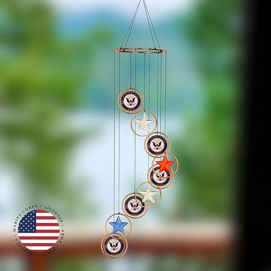 Red Carpet Studios Windchimes Patriotic Spiral Wind Chime Mobile, 23" Long, United States Navy