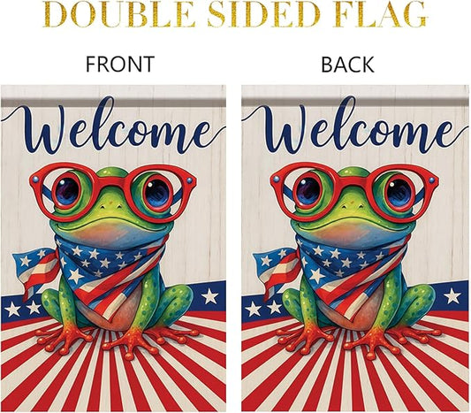 Spring Summer Garden Flag 12x18 Inch Patriotic Highland Cow American Flag Floral Farm Animal Design Outdoor Yard Porch Lawn for Seasonal Farmhouse Country Home Decor