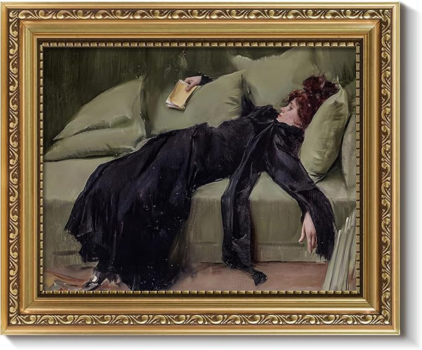 ARPEOTCY Vintage Gold Framed Wall Art, Classical Trendy Woman Gallery Paintings, 8x10 inch Small Victorian Farmhouse Canvas Prints Home Decor, Wall Decor for Living Room Bathroom Bedroom Shelf