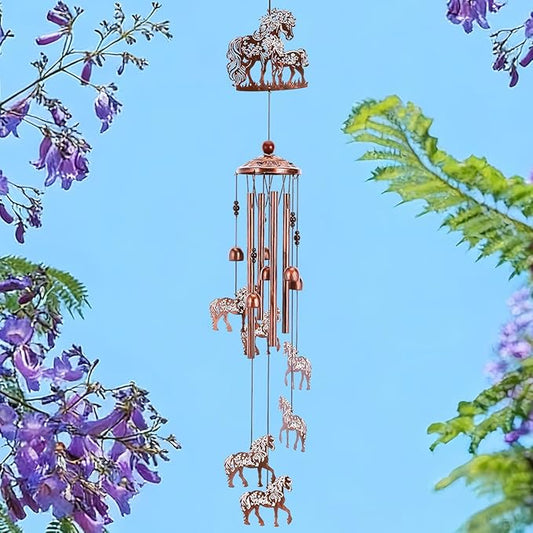 Horse Wind Chimes for Outside - Metal Windchimes Outdoors, Horse Gifts for Women/Men, Memorial/Birthday/Housewarming/Festival Gifts, Chimes for Garden Decor Patio Yard Outdoors