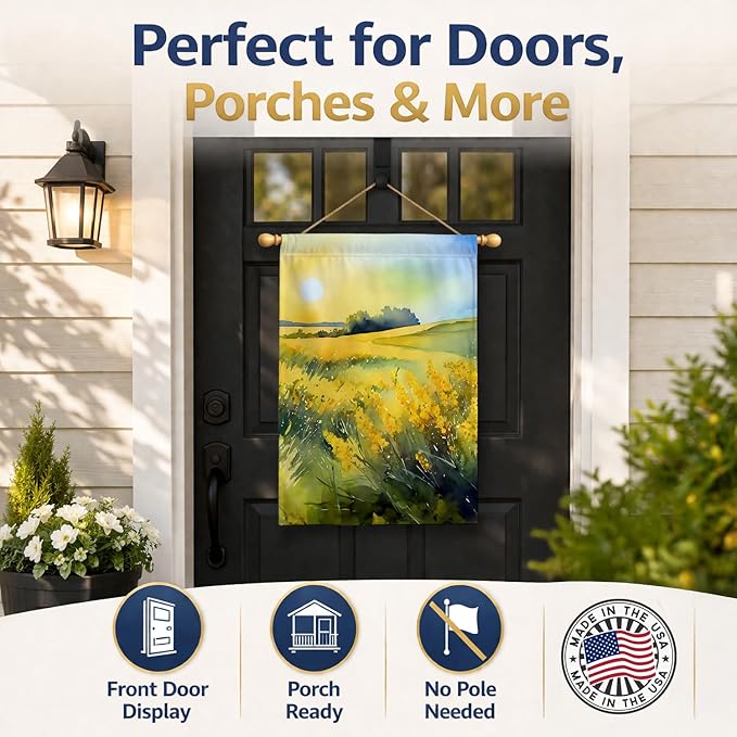 Caroline's Treasures Nebraska Goldenrod in Watercolor House Flag Large Porch Sleeve Pole Decorative Outside Yard Banner Artwork Wall Hanging, Polyester, House Size, Multicolor