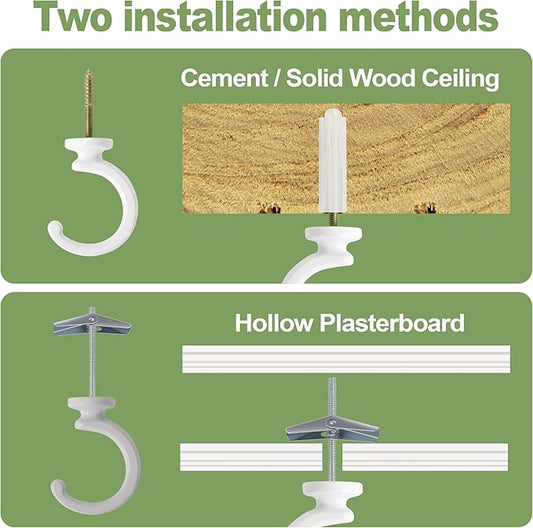 Aidoclip 6pcs Ceiling Hooks for Hanging Plants,Hanging Hanging Lights Metal Small Hooks,Indoor Outdoor Wall Heavy Duty Plant Hanger Swag Hook