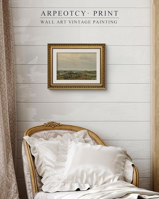 ARPEOTCY Vintage Gold Framed Wall Art, Nature Trees Landscape Rivers Retro Paintings, Canvas Prints with Antique Frame, Victorian Wall Pictures Decor for Living Room Gallery 11x14 inch