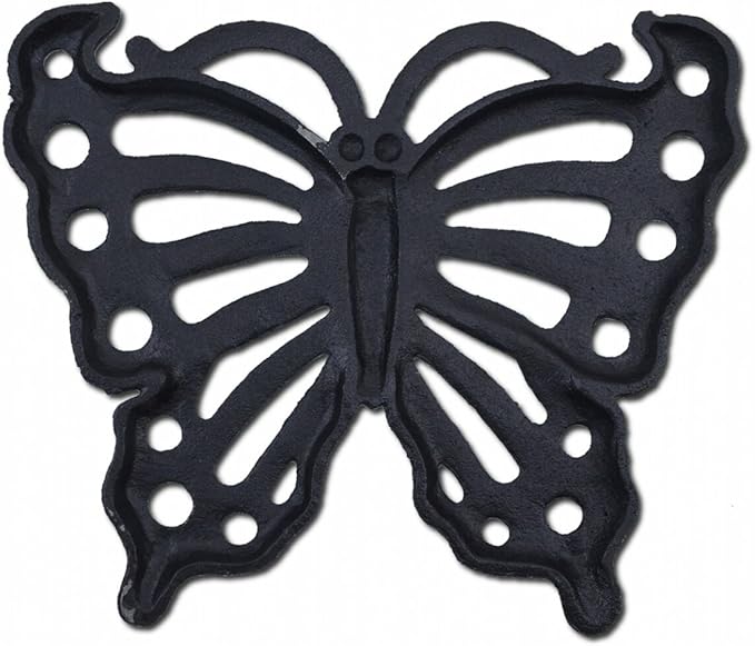 Decorative Butterfly Stepping Stone Verdigris Cast Iron Flagstone 11" Wide
