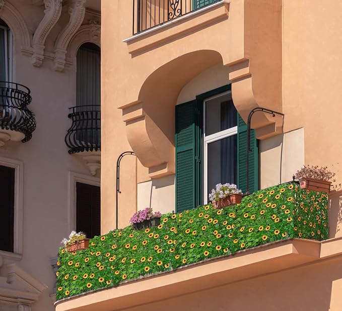 Expandable Fence Privacy Screen for Balcony Patio Outdoor,Decorative Faux Ivy Fencing Panel,Artificial Hedges (Single Sided Leaves) (1)