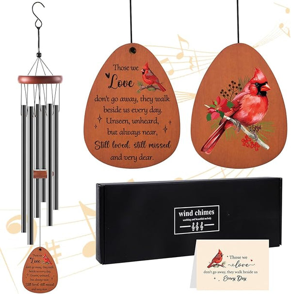 Cardinal Memorial Wind Chimes Gifts - Memorial Wind Chimes for Loss Loved One Loss Mom Dad Grandma Sisters Sympathy Bereavement Condolence Remembrance Funeral Gifts
