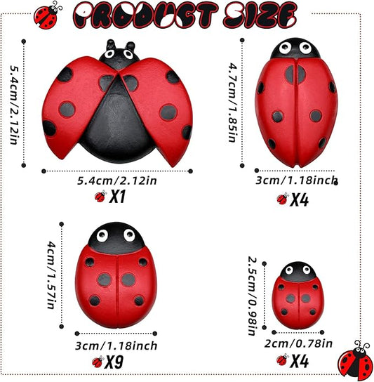 Gerrii 18 Pcs Small Resin Ladybugs Garden Decor Stones Holiday Ladybug Garden Yard Decorations Outdoor 4 Size Mom Gifts Lady Bugs Yard Decorations