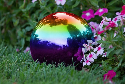 Trademark Innovations Gazing Mirror Ball - Stainless Steel - 8" (Rainbow)