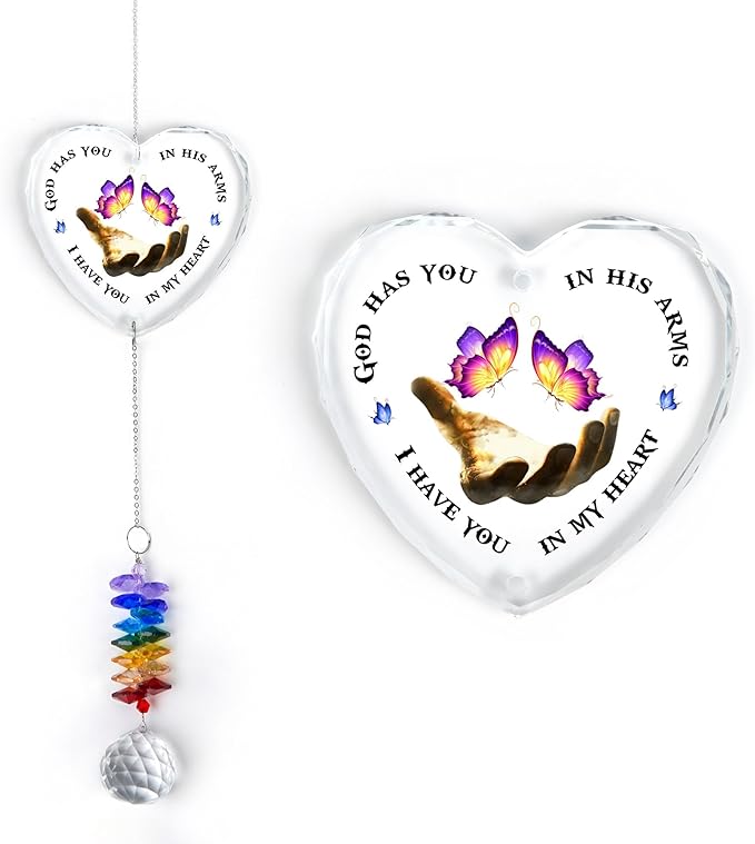 Glass Ornament Suncatcher - I Have You in My Heart - Sympathy Gift for Loss of Loved One - Grief Heaven Keepsake - Mother's Day for Mom Dad Sisters Brothers Grandparents