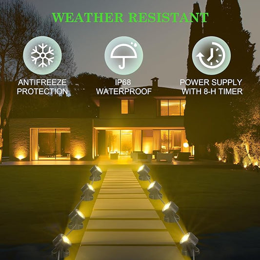 SoulBay Pond Lights LED Underwater, 4 Pack P68 Waterproof Low Voltage Landscape Lighting with 8-Hour Timer Plug for Fountain Fish Tank KOI Pond Water Features Outdoor, Warm White Bright 3200K