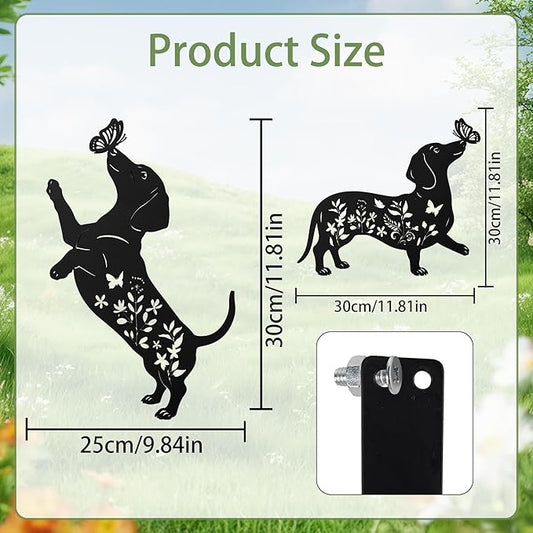 Cat Decorative Garden Stakes, 3 Pcs Cat Lover Gifts for Women Men Metal Garden Stakes, Butterfly Floral Silhouette Outdoor Yard Art Lawn Decor