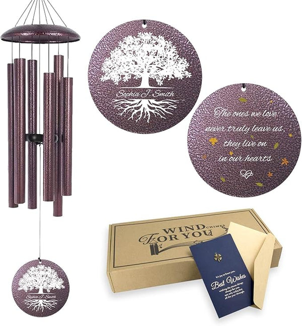 ASTARIN Bronze Remembrance 32 in Wind Chimes, Personalized Bereavement Gifts for Loss of Father Dad Papa, Memorial Wind Chimes for Loss of Loved One, Patio Outdoor Decoration, Produced in USA