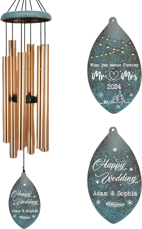 ASTARIN Wedding Gifts Wind Chime, Personalized Names & Date Wind Chimes Gifts for Couple 2024, Wedding Gift for Newlywed Bride Groom Husband Wife, Valentine’s Day Anniversary(Produced in USA)