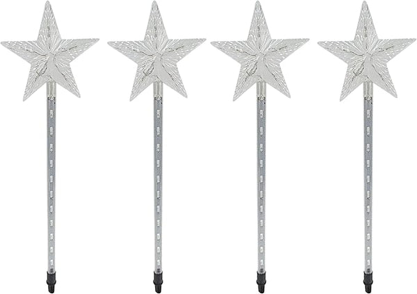 Alpine Corporation Holiday Décor Shooting Star Garden Stake with LED Lights, 4-Pack, Christmas Decoration