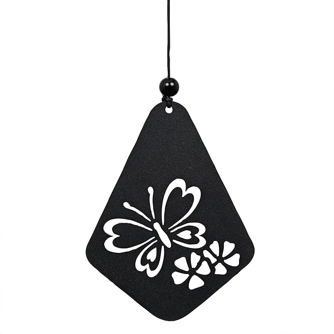Alpine Corporation KAW196HH-BK Metal Wind Chime w/Butterfly Windcatcher, Decorative Garden & Patio Chime, 51''H, Black