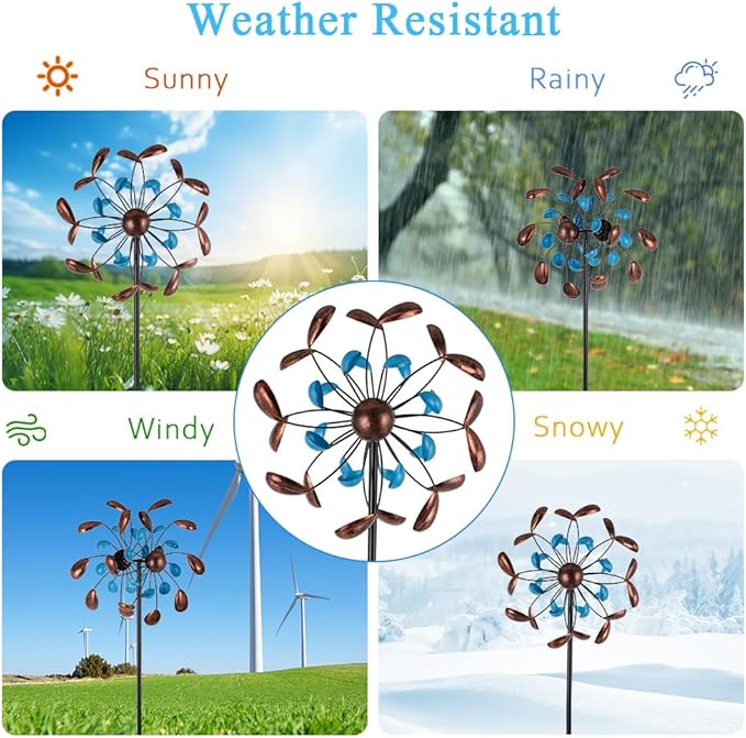 Wind Spinner Outdoor, Wind Sculpture Spinner with Metal Stake, Yard Art Decor for Patio, Lawn & Garden 13 * 57 inches