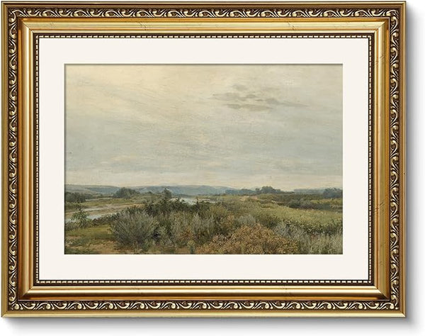 ARPEOTCY Vintage Gold Framed Wall Art, Nature Trees Landscape Rivers Retro Paintings, Canvas Prints with Antique Frame, Victorian Wall Pictures Decor for Living Room Gallery 11x14 inch