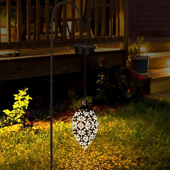 Tomshine Hanging Solar Lights Solar Lantern LED Garden Lights Metal Lamp Waterproof for Outdoor Hanging Decor