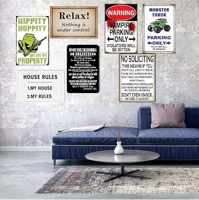 Funny No Soliciting Sign, Metal Warning Tin Signs, Don't even Knock, My Dog is Hungry, Yard Sign Garage Farm Garden Wall Decor Sign Plaque Outdoor for Home Fence 8 X 12 Inches