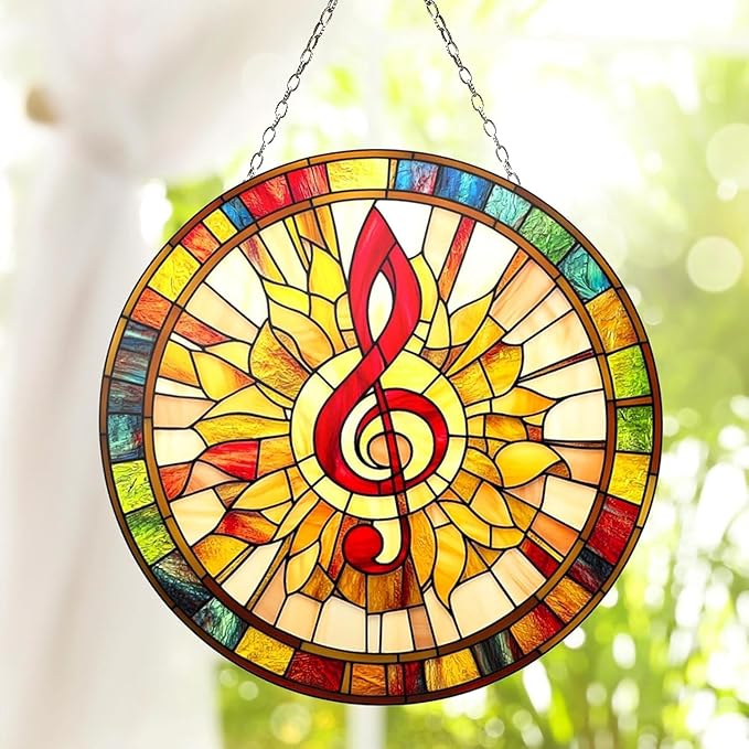 Music Note Handmade Resin Suncatchers Artisan Sun Catcher Stained Glass Effect Window Hanging Garden Decor for Mom
