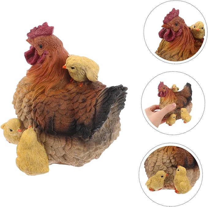 Hemoton Resin Hen Statue for Garden 4.9 Inch Realistic Farm Chicken Ornament Weatherproof Outdoor Decor for Lawn Patio