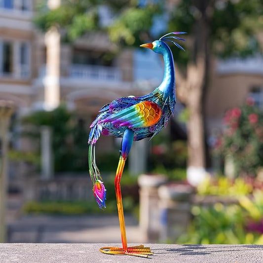 Metal Peacock Garden Decor Outdoor Statue, Peacock Yard Art Sculptures Outside Decoration for Home Patio Lawn Backyard, Gift for Women Moms Grandma