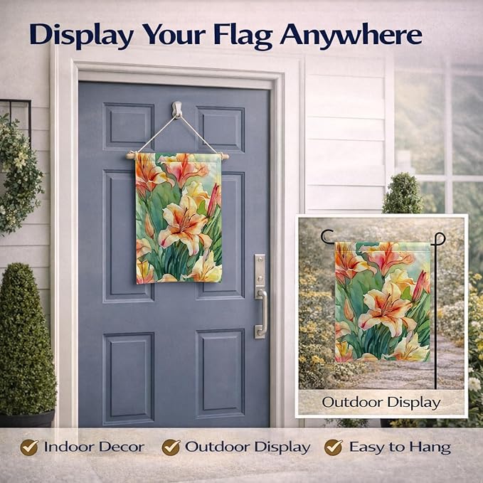 Caroline's Treasures Utah Sego Lilies in Watercolor Garden Flag Mailbox Flag Decorative Yard Flag Banner Outside Patio Artwork Yard Flower Beds, Garden Size, Multicolor