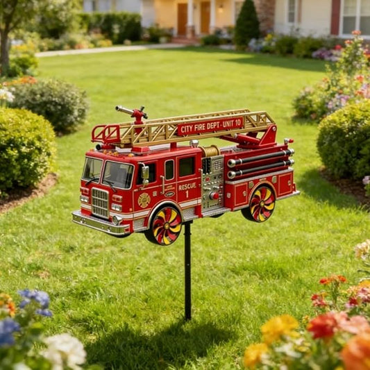 Fire Truck Garden Wind Spinner, Decorative Fire Truck Wind Spinner Outdoor Garden Art, Yard Decor Outdoor/Indoor Decoration, Dynamic Art Hanging Sculpture, for Women, Mom, Men, Dad