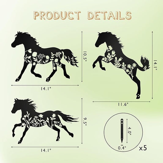 Decorative Metal Horse Statue for Patio, Lawn & Garden, Outdoor Décor, Intricate Garden Stakes